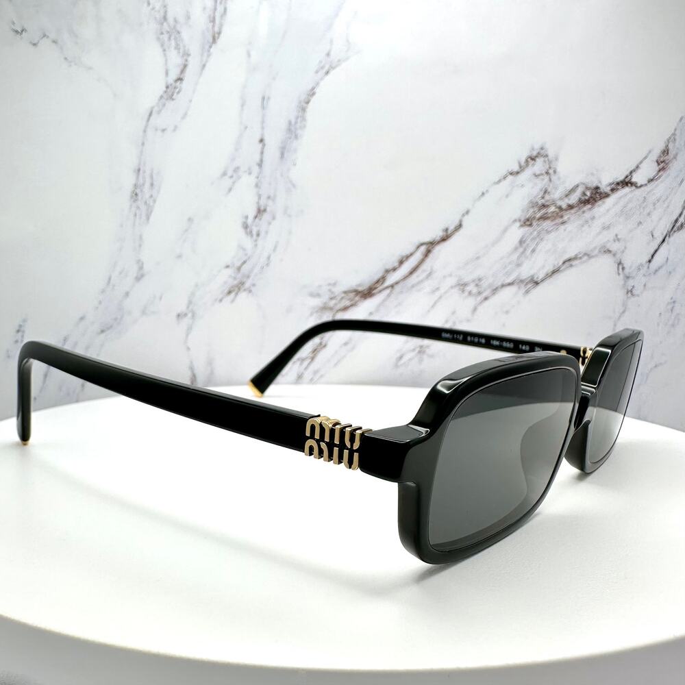 New MIU MIU Sunglasses Black Square Rectangle Ace… - image 15